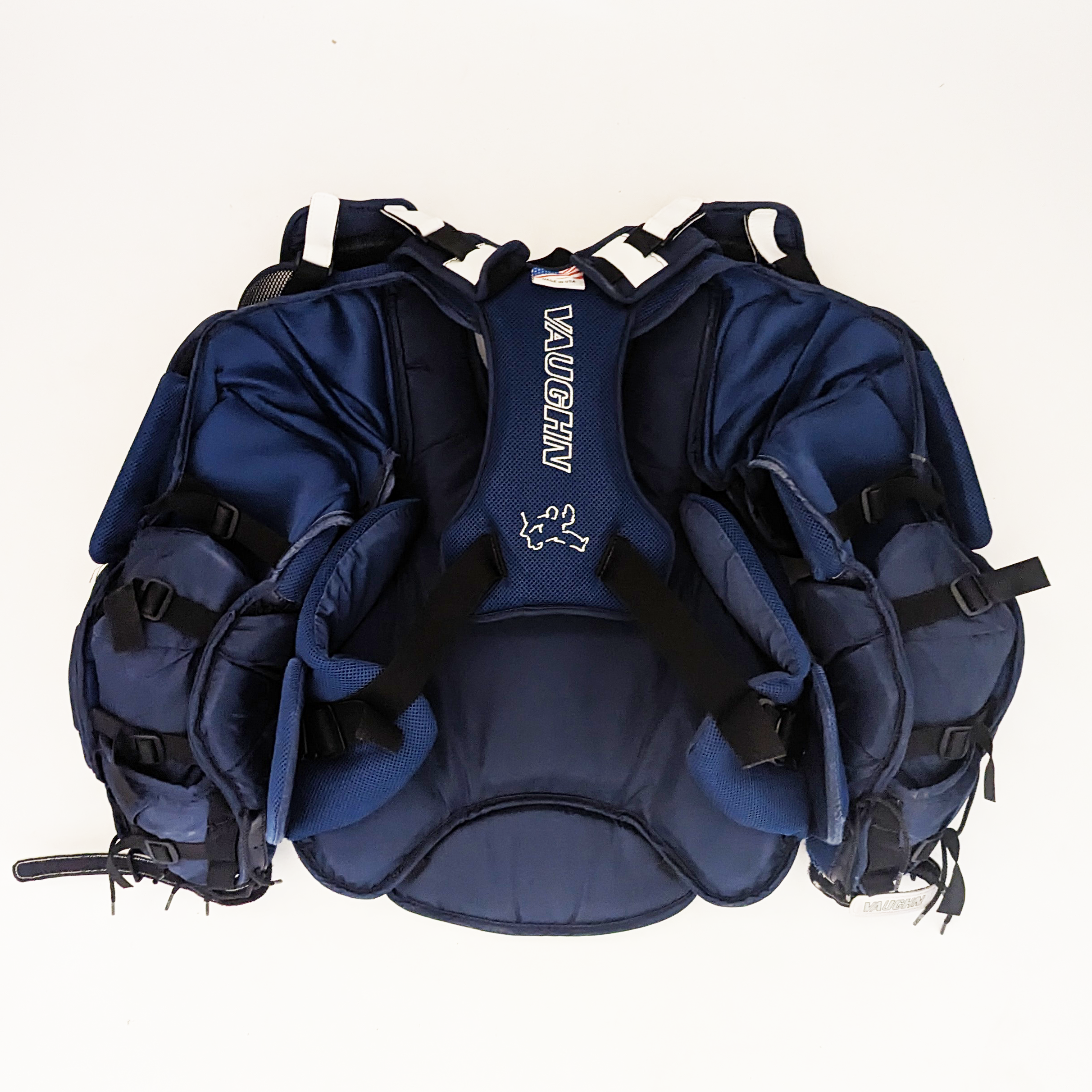 Vaughn VE8 - Plastron de gardien de but Pro Stock d'occasion (bleu/blanc)